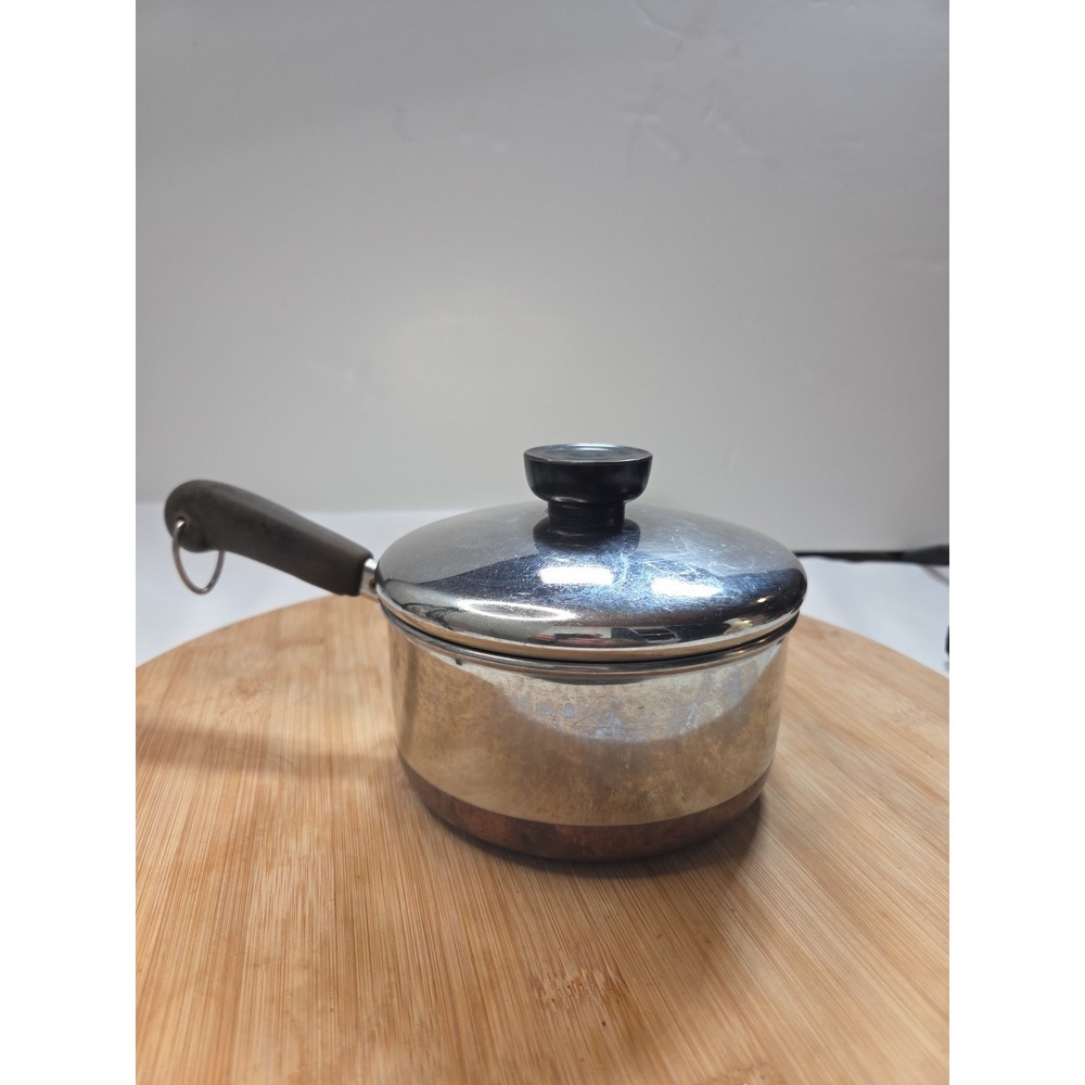 Revere Ware 1801 1 Qt Saucepan w/Lid Copper Clad Bottom USA Vintage Pot